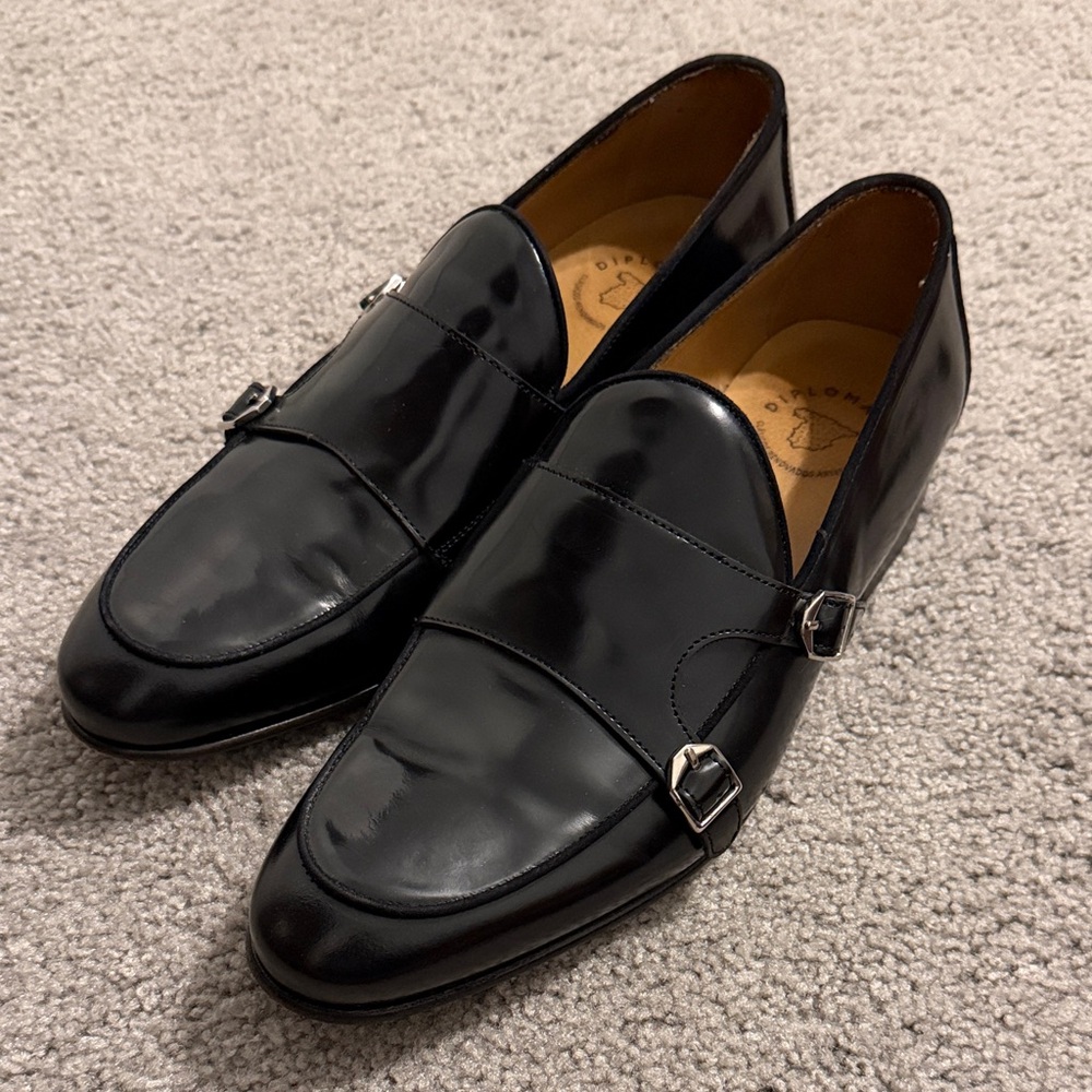 Black Double Monk Strap Men's Shoes